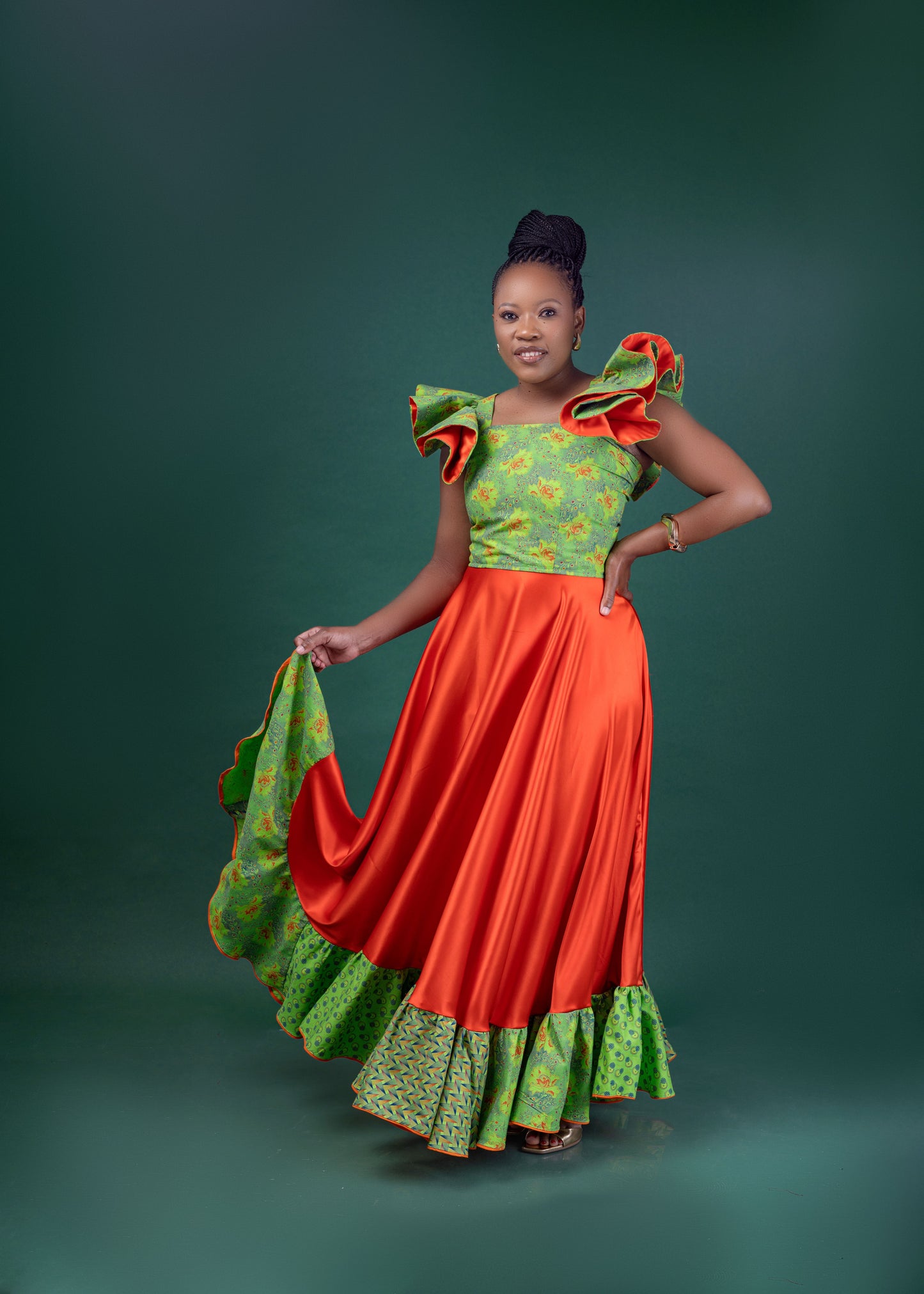 SEILATSATSI RUFFLE SATIN DRESS