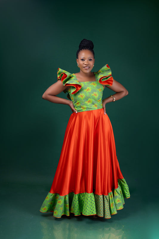 SEILATSATSI RUFFLE SATIN DRESS