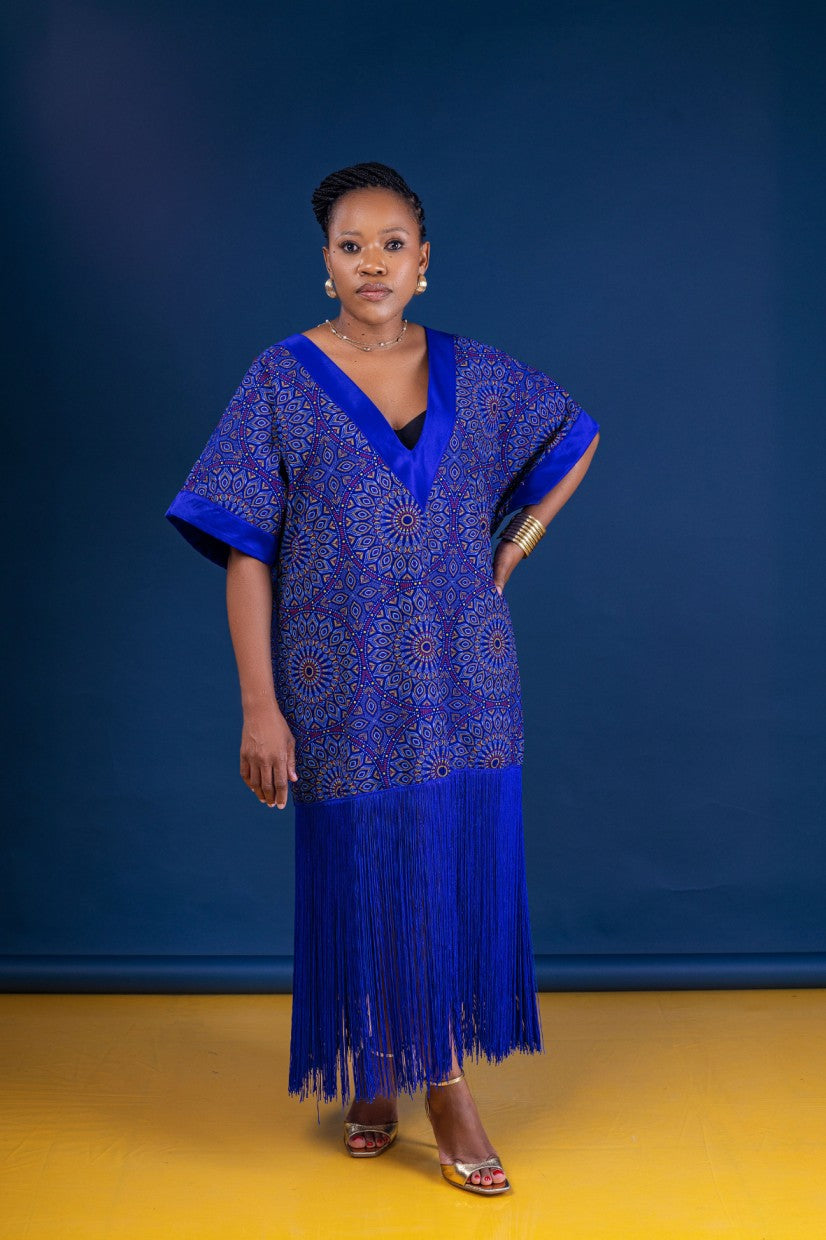 RAKHALI BLUE TASSLE DRESS